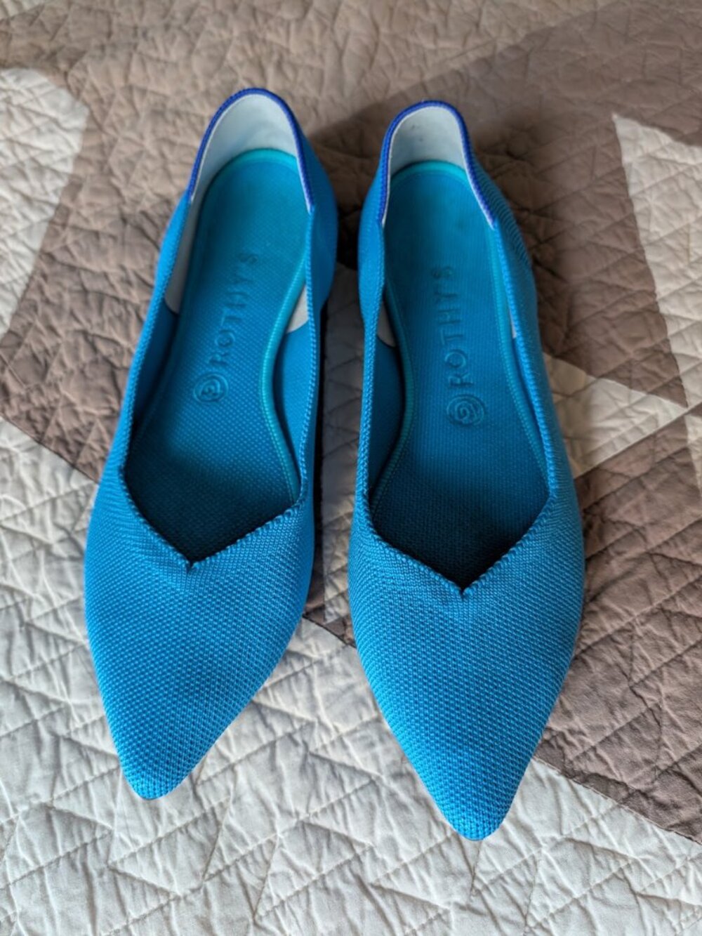Rothy’s The Point Flats in Peacock Blue (Size 10.5 W) – Pristine Condition!